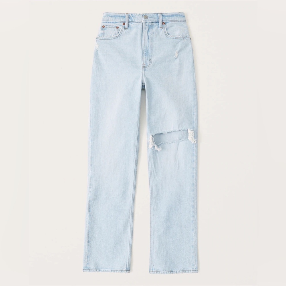 Abercrombie Ultra High Rise 90s Straight Jean Light Wash 28R